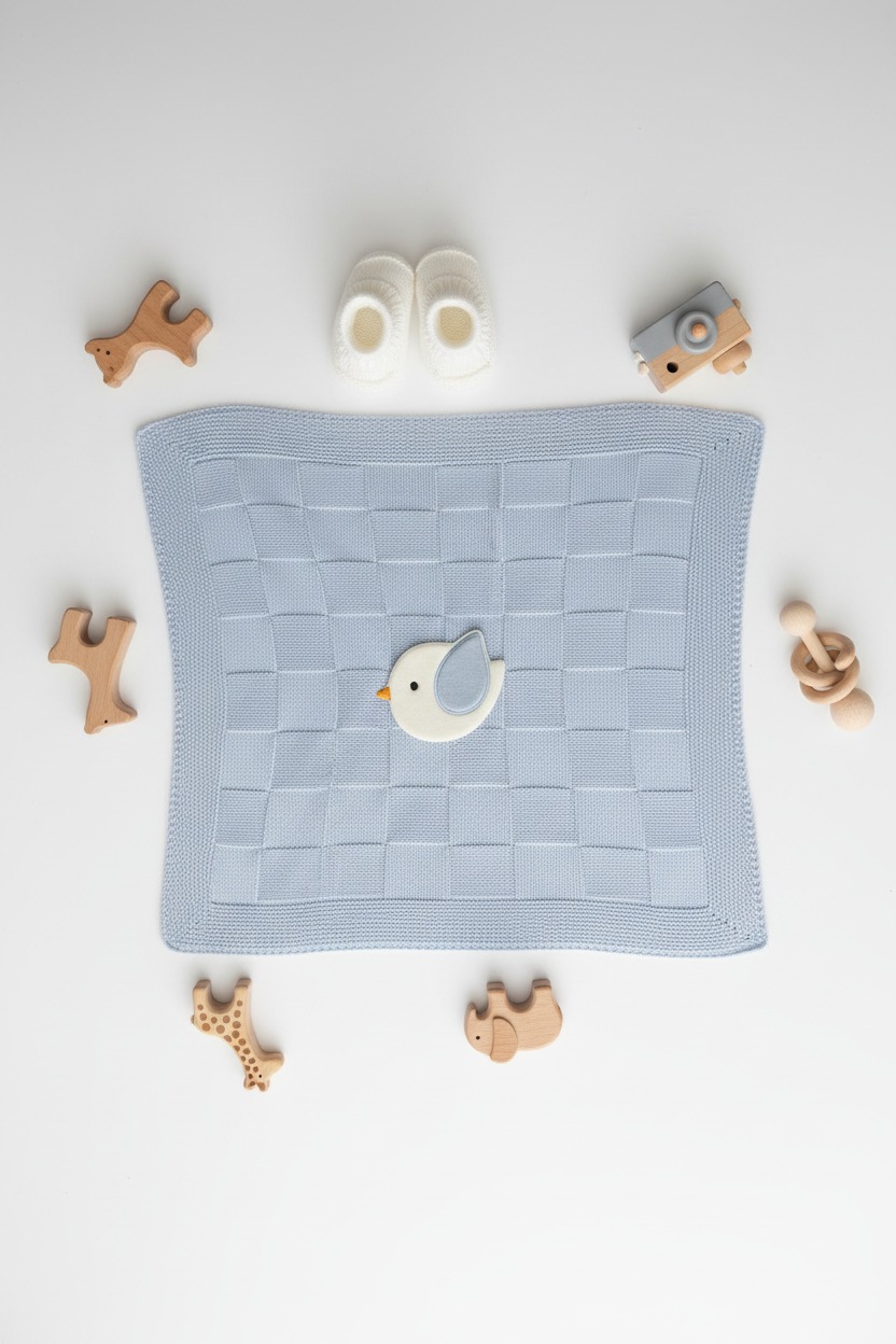 Plavo ćebe flatlay
