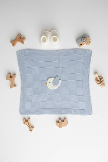 Plavo ćebe flatlay